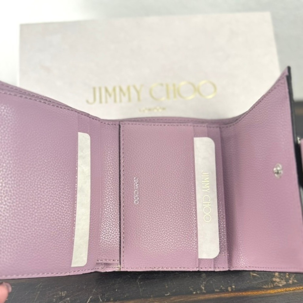 Jimmy Choo Cheri Cosmos Pink Leather Wallet with Crystal Buckle - Picture 7 of 10